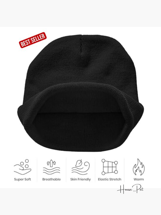 Knit Beanie Hat with Duck Embroidery, Stretchy Acrylic Skull Cap